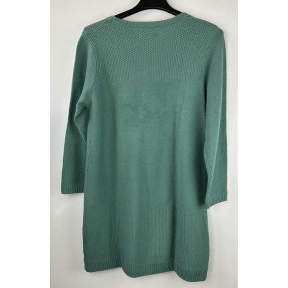 Gudrun Sjödén Sweater Dress Medium Teal Green Knit Tunic Knee Length Cotton Wool - Picture 9 of 10